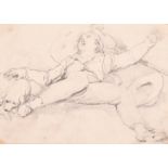 George Philip Reinagle (1802-1835) British. Reclining Figure with a Dog, Pencil, Inscribed and Dated