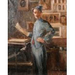 Early 20th Century French School. Study of a Hotel Bellboy, Oil on Canvas, Indistinctly Signed,