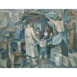 Geoffrey Underwood (1927-2000) British. A Market Scene, Oil on Canvas, Unframed 28" x 36" (71.2 x