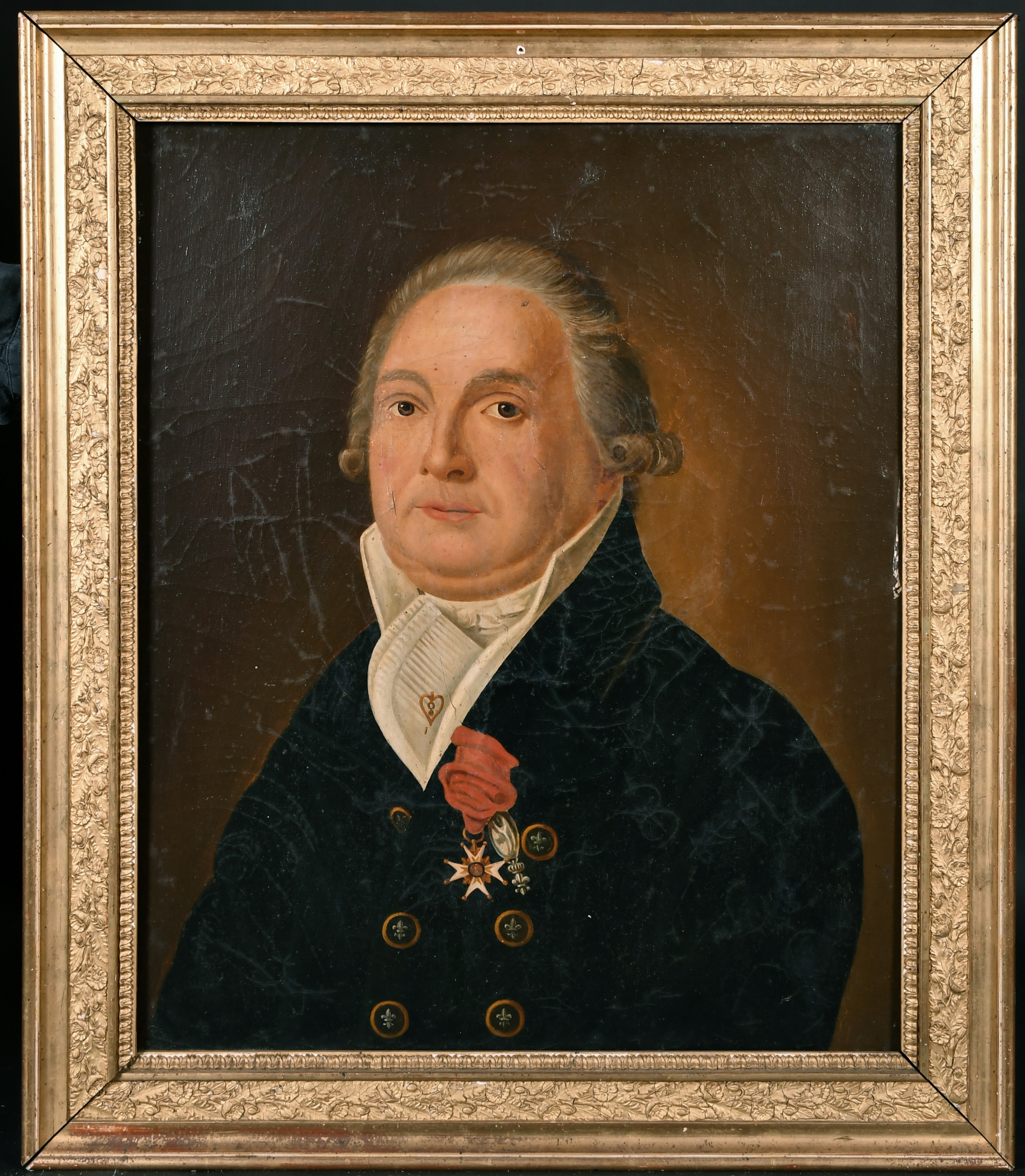 19th Century French School. Bust Portrait of a Wigged Gentleman, Oil on Canvas, 23.25" x 19.25" ( - Image 2 of 3