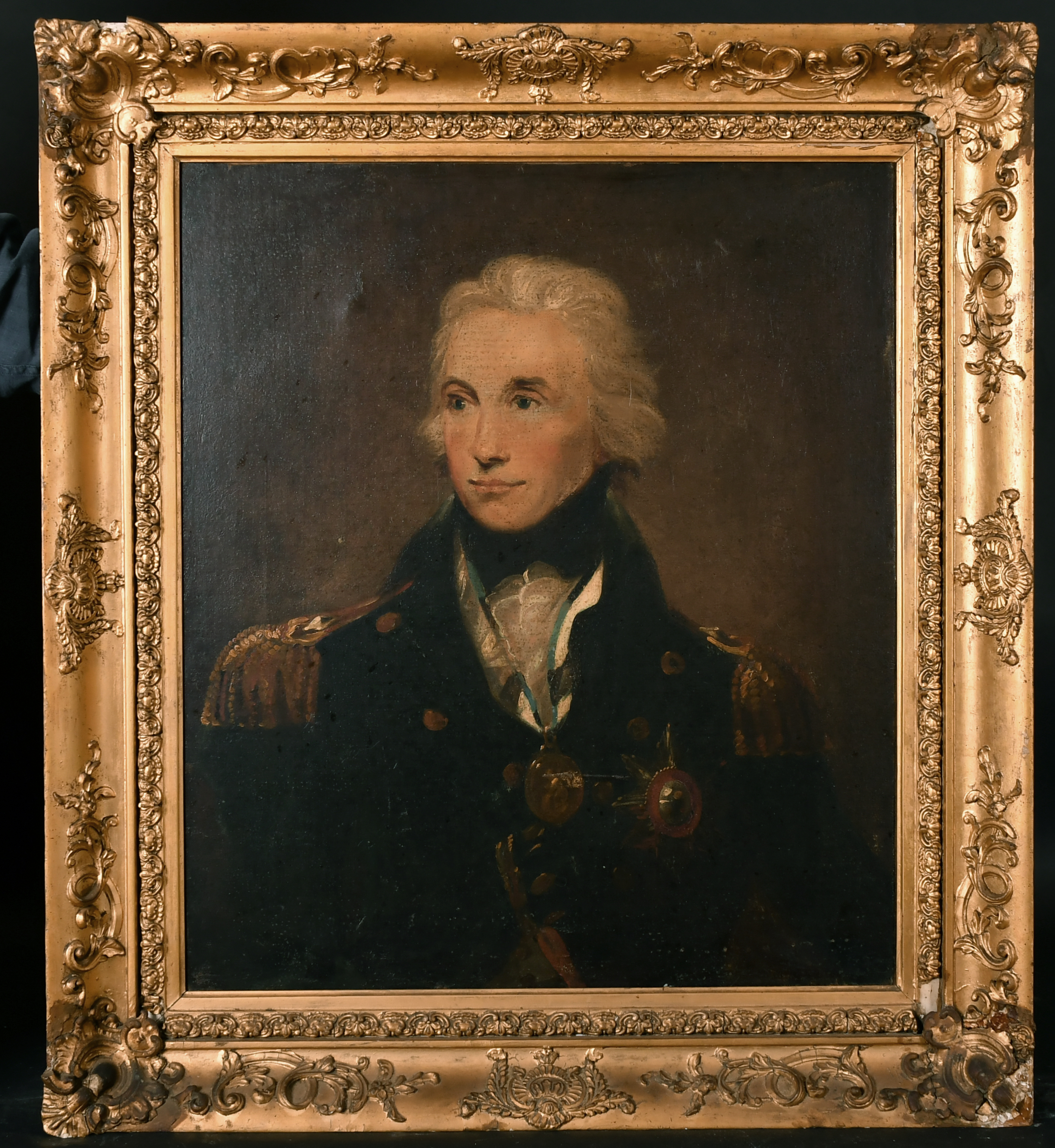 After Lemuel Francis Abbott (1760-1803) British. "Admiral Lord Nelson", Oil on Canvas, Inscribed - Image 2 of 4