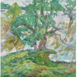 Viktor Grigorievitch Sevastyanov (1923 - 1993) Russian. "Green Bush", Oil on unstretched Canvas,