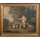 Late 18th Century English School. A Master and Hounds, Engraving, in a Hollow Gilt Frame, 22" x 28.
