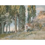 Edward Theodore Compton (1849-1921) British. "Near San Vigilio, Lago di Garda, Mount Pizzocola at