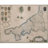 Johannes Willemszoon Blaeu (1599-1673) Dutch. "Cornubia sive Cornwallia" (Cornwall), Map, framed