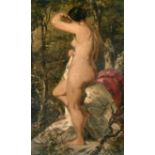 Attributed to William Etty (1787-1849) British. A Standing Female Nude, Oil on Board, 7.75" x 5" (