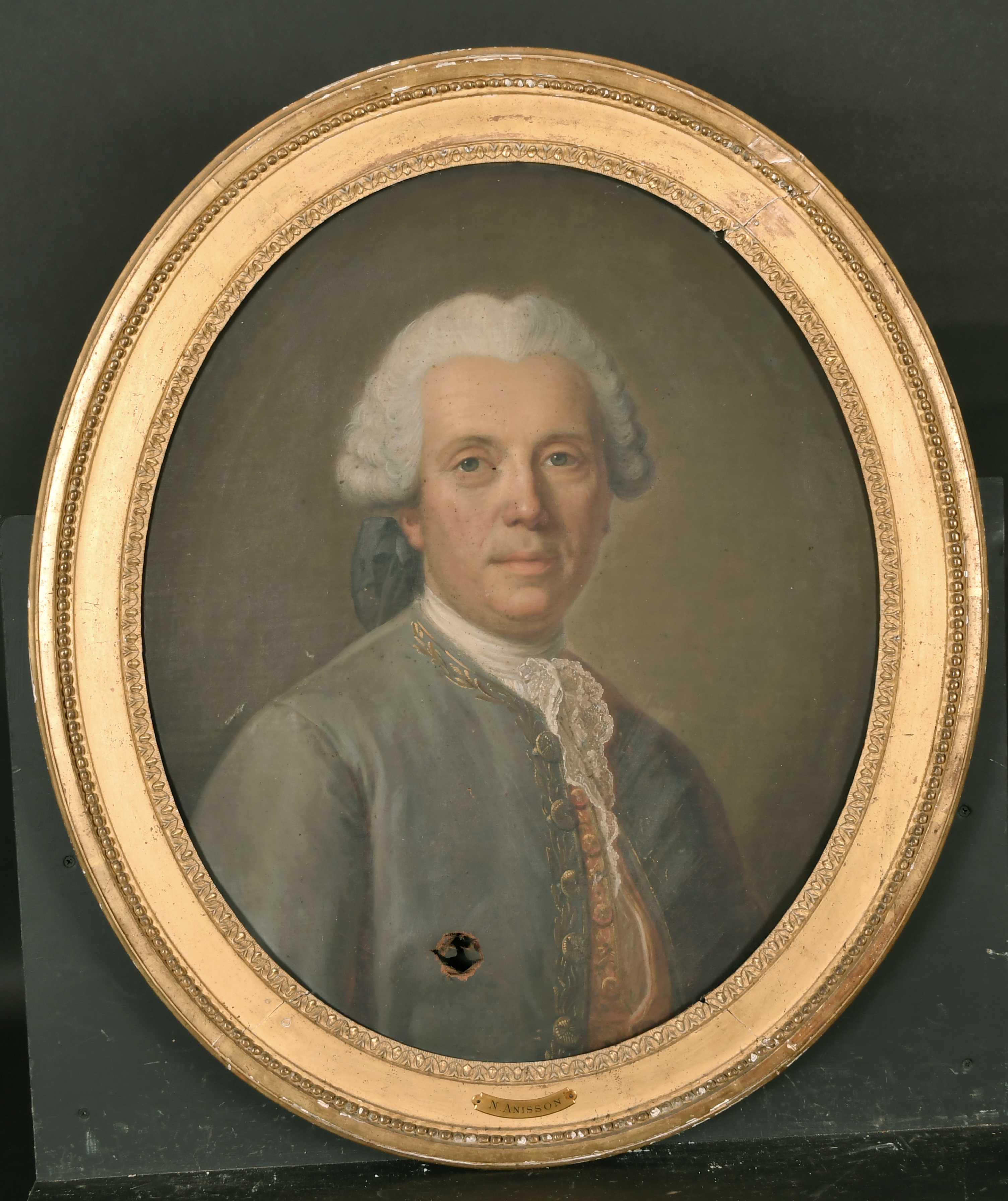 Attributed to Joseph Siffred Duplessis (1725-1802) French. A Portrait of a Wigged Man, possibly - Image 2 of 5