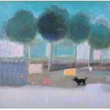 Ele Pack (1969- ) British. "Black Dog", Acrylic on Board, Signed, Inscribed and Dated '09 verso, 24"