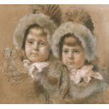 Georg Ludwig Meyn (1859-1920) German. ?Eileen and Enid K.?, Pastel, Signed, in a fine gilt