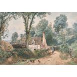 Myles Birket Foster (1825-1899) British. "Surrey Lane", Watercolour and Bodycolour, Signed with