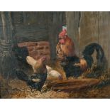 John Frederick Herring Snr (1795-1865) British. A Cockerel and Chickens Feeding, Oil on Board,