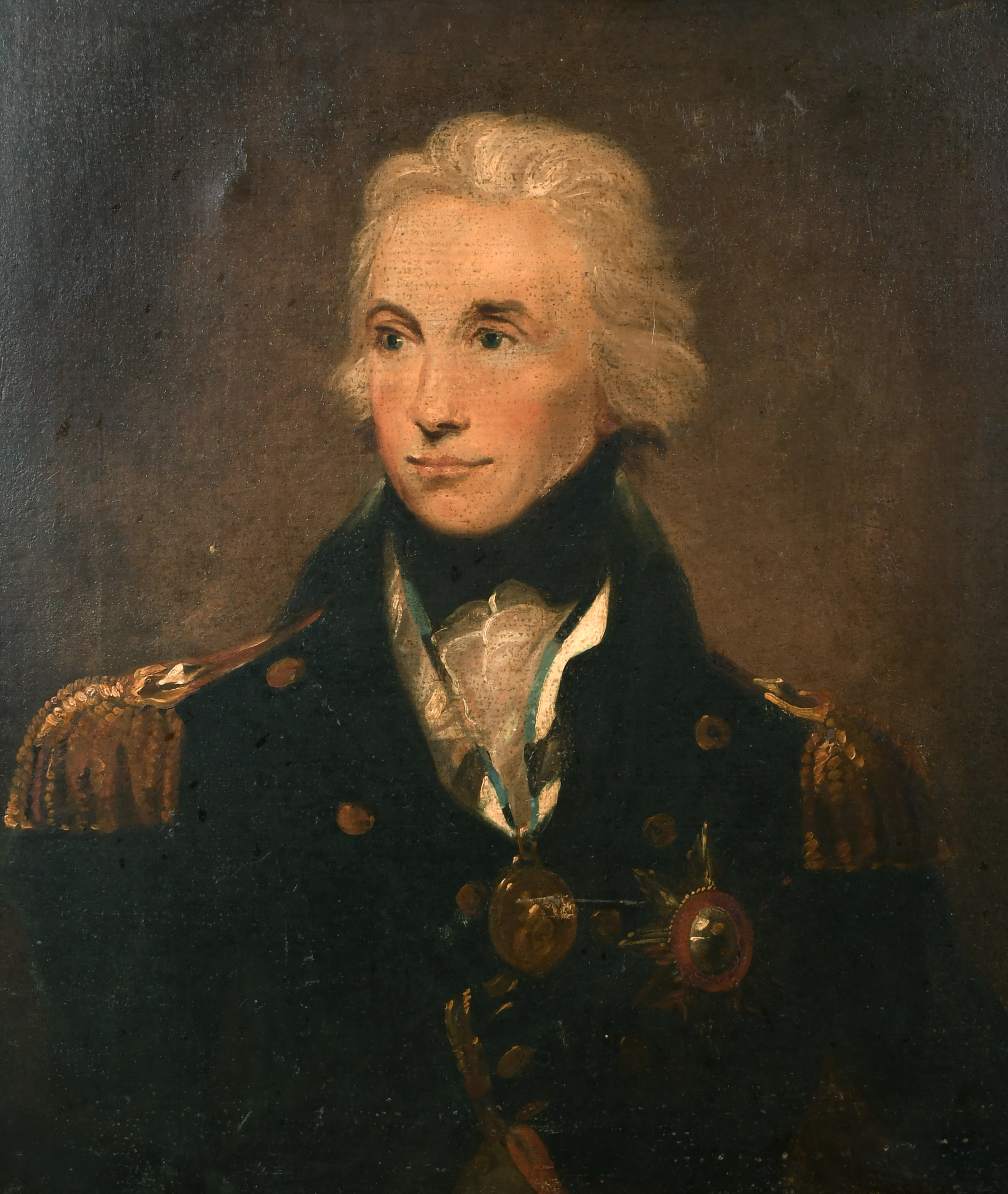 After Lemuel Francis Abbott (1760-1803) British. "Admiral Lord Nelson", Oil on Canvas, Inscribed