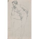 19th Century English School. A Standing Male Nude, Pencil, Unframed 15" x 9.5" (38 x 24.2cm)