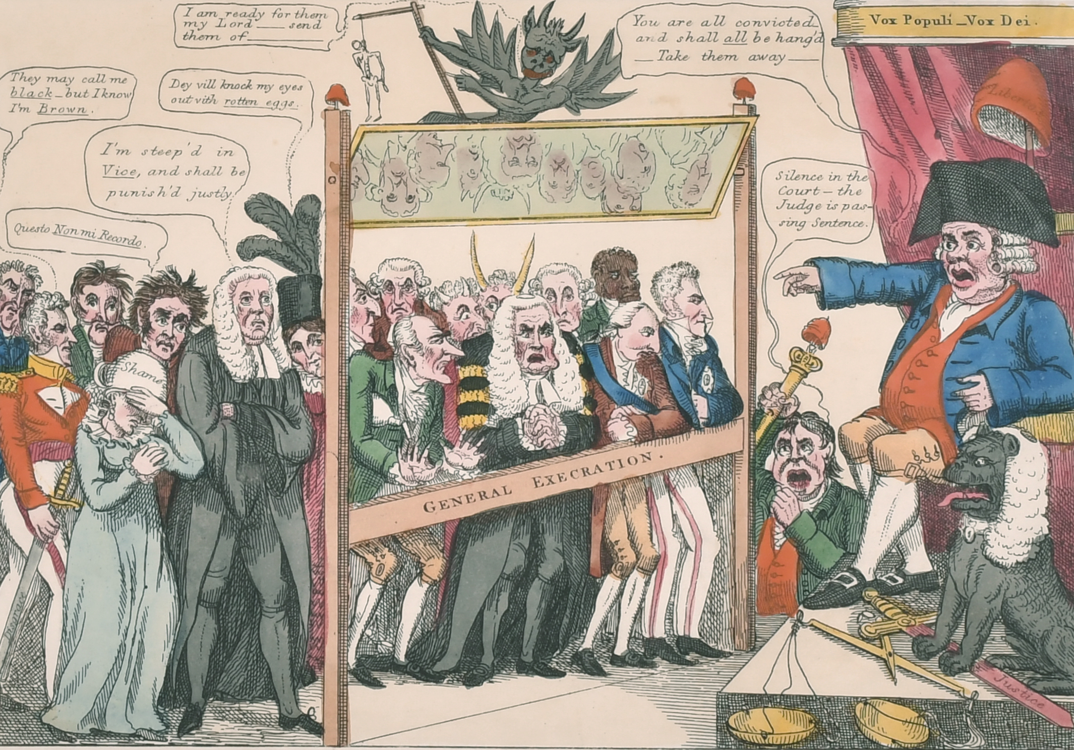 Attributed to George Cruikshank (1792-1852) British. "John Bull The Judge _ or The Conspirators at