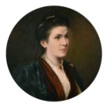 19th Century English School. Bust Portrait of a Lady, Oil on Canvas laid down, Circular 20.25" x