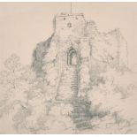John David Glennie (1796-1874) British. "Keep of Carisbrooke Castle" Isle of Wight, Pencil, Signed
