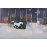 Ele Pack (1969- ) British. "Run White Horses", Acrylic on Board, Signed with Initials and Dated '10,