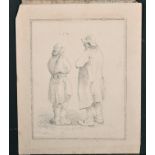 19th Century English School. Study of Two Standing Men, Pencil, Unframed 7" x 5.5" (17.8 x 14cm) and