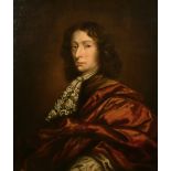 Circle of Sir Peter Lely (1618-1680) British. Bust Portrait of a Man wearing a Red Cloak and white