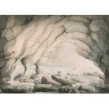 J. Fry (c.1790-1795) British. "Fresh-water - Cave, Isle of Wight", Watercolour, Signed and Dated