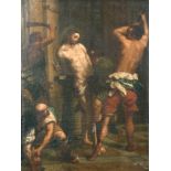 17th Century Italian School. 'The Flagellation of Christ', Oil on Canvas, Unframed, 16.25" x 12" (