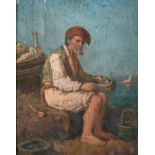 19th Century Italian School. Study of a Seated Sailor, Oil on Panel, 5.25" x 4.25" (13.3 x 10.8cm)