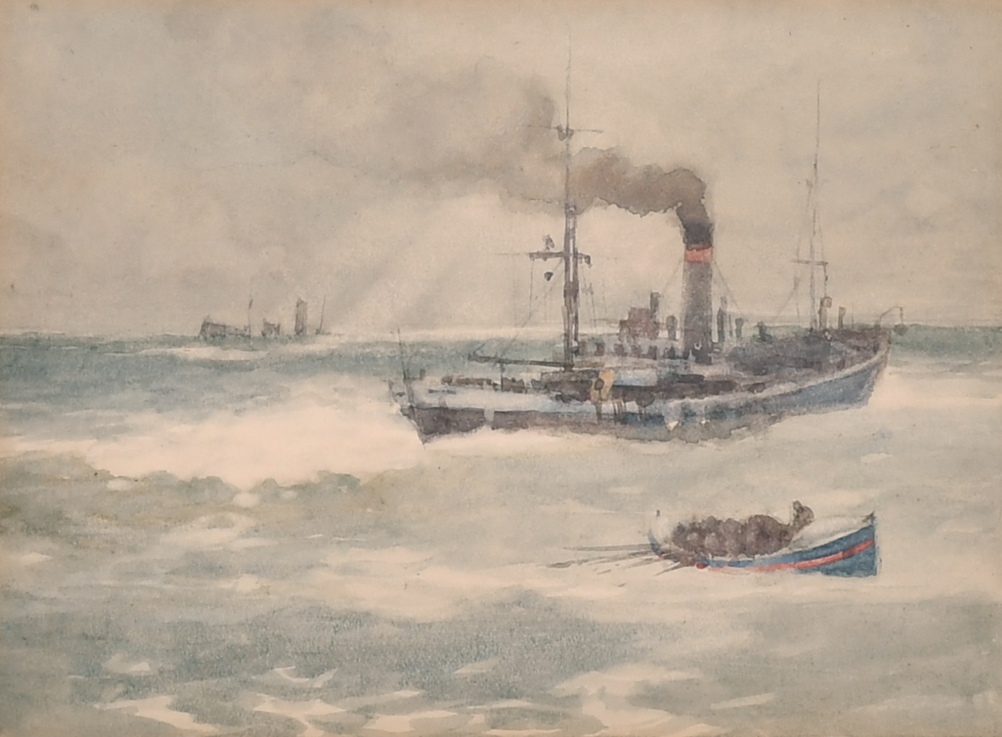 Robert William Esdaile Richardson (1861-1941) British. "To the Rescue", Watercolour, Inscribed on