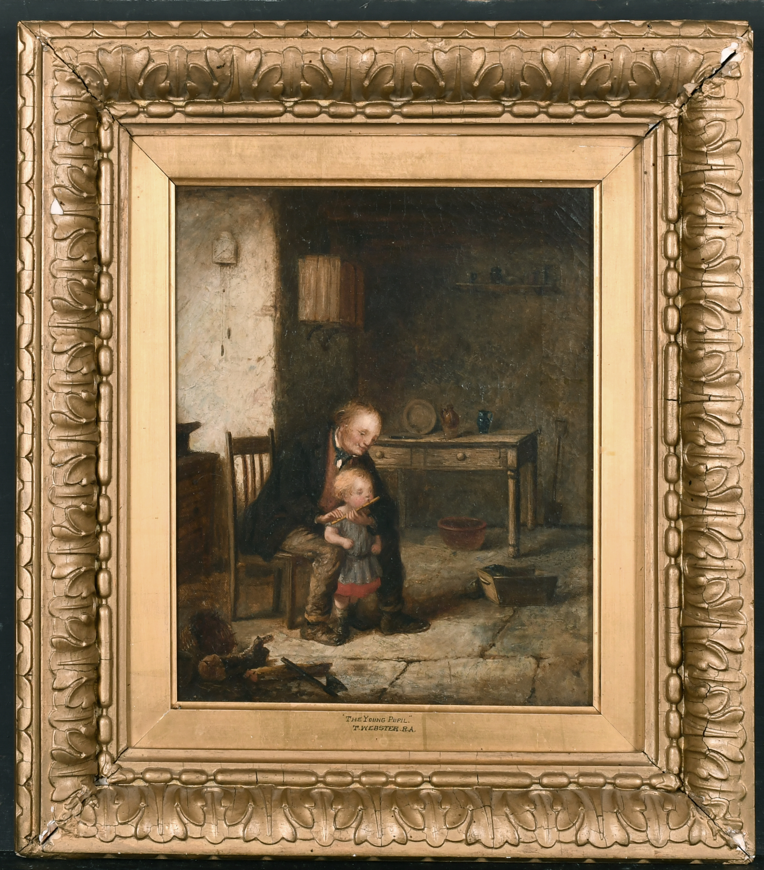 Attributed to Thomas Webster (1800-1886) British. "The Young Pupil", Oil on Canvas, Signed with - Image 2 of 5
