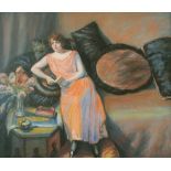 20th Century French School. Study of a Lady Reading a Book, Pastel, 18.25" x 21.75" (46.3 x 55.3cm)