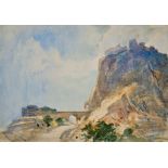 Cecil Arthur Hunt (1873-1965) British. "Hill Top Ruins, Sicily", Watercolour with Bodycolour,