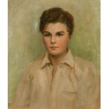 Helen Donald-Smith (1880-1930) British. Bust Portrait of a Young Boy, Oil on Canvas, Signed and