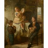 19th Century English School. Children Performing a Musical Recital, Oil on Canvas, Signed with