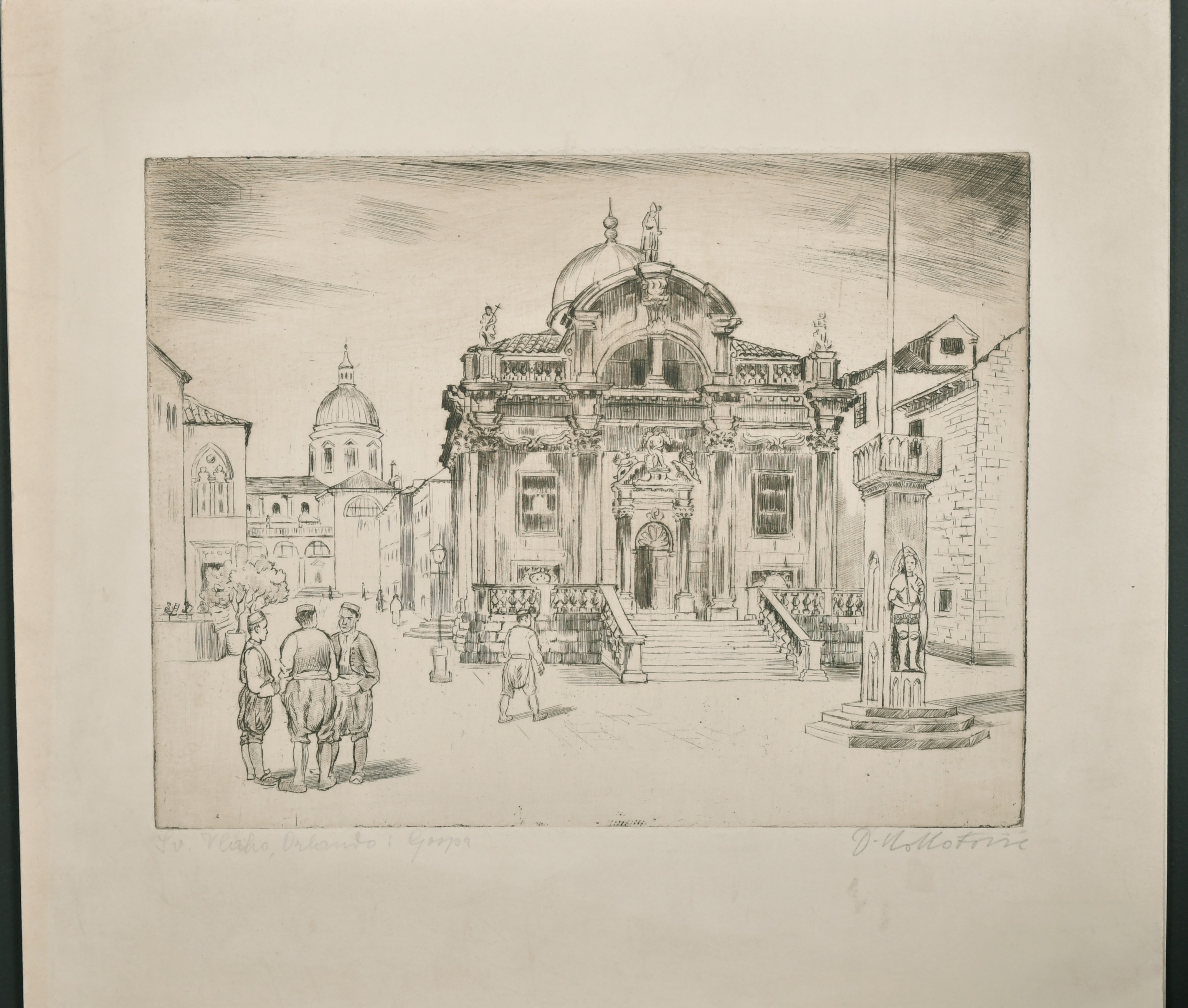 Early 20th Century European School. "Dubrovnik", Etching, Indistinctly Signed and Inscribed in - Image 4 of 6