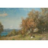 Ernest Albert Waterlow (1850-1919) British. "Early Spring, Riviera", Oil on Canvas, Signed, and