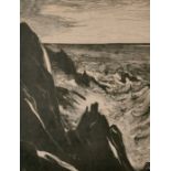 Johannes Graadt van Roggen (1867-1959) Dutch. A Coastal Scene, Woodcut, Signed, Inscribed and