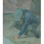 Early 20th Century Irish School. Study of a Kneeling Figure, Oil on Unstretched Canvas, 13.75" x