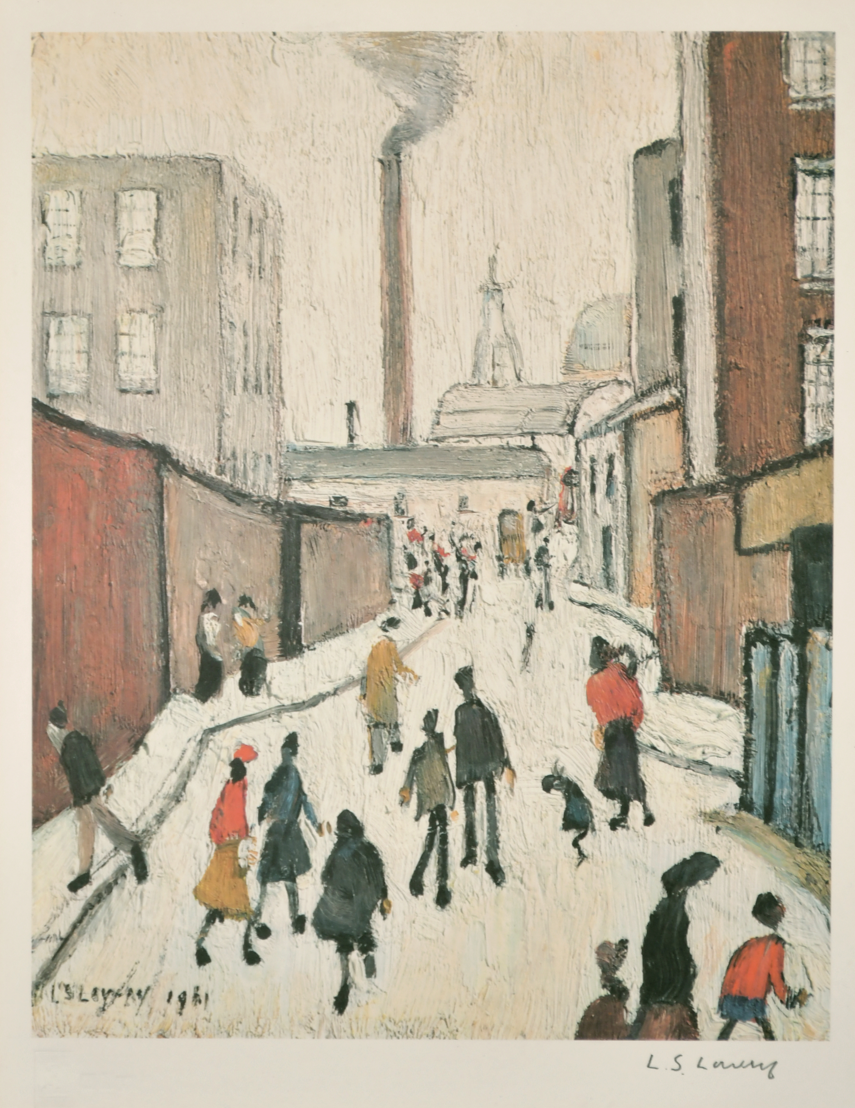 Laurence Stephen Lowry (1887-1976) British. "Street Scene", Print in Colours, with Printer's Guild