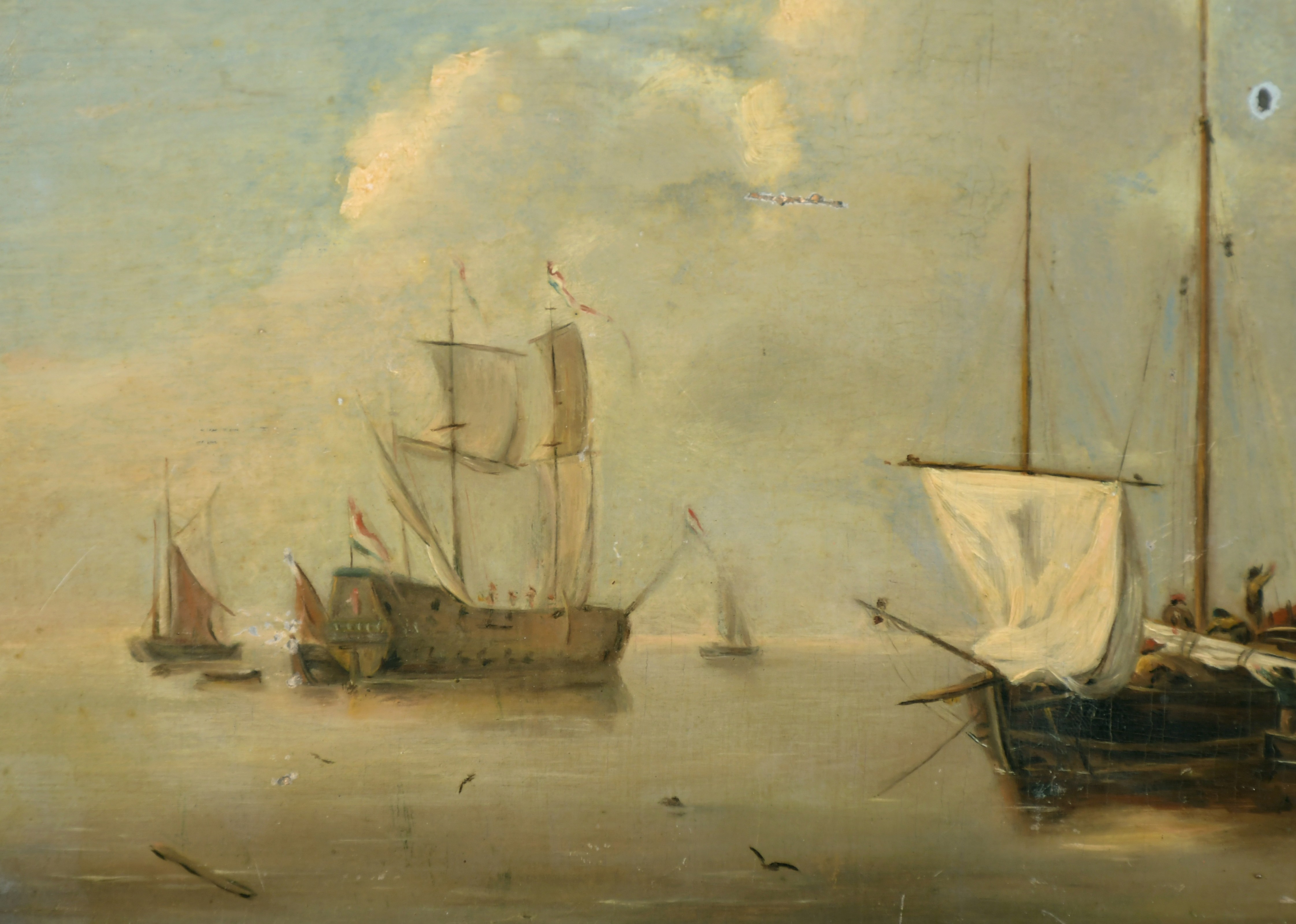 18th Century Dutch School. A Shipping Scene in Calm Waters, Oil on Panel, 10" x 12.75" (25.4 x 32. - Image 3 of 4