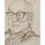 Attributed to Ronald Brooks Kitaj (1932-2007) American. "John Ford", Charcoal, Inscribed on label