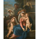 Follower of Nicolas Poussin (1594-1665) French. Madonna and Child with St John the Baptist, Oil on