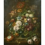 18th Century Dutch School. Still Life of Flowers in a Glass Vase, Oil on Canvas, 28.75" x 23.5" (
