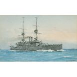 William Frederick Mitchell (1845-1914) British. "H.M.S. Jupiter", Watercolour, Signed and Dated