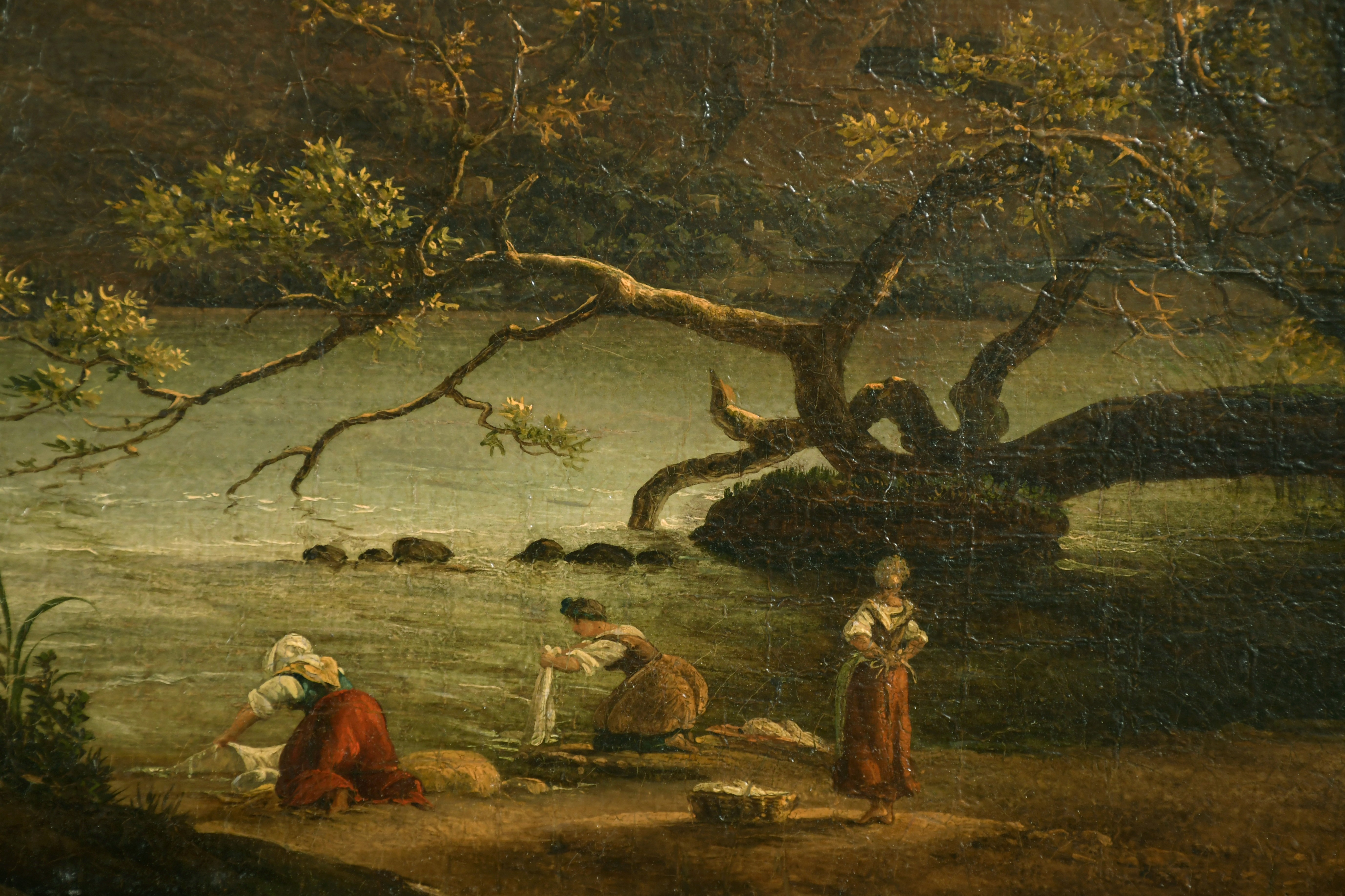 Simon Denis (1755-1813) Belgian. Women on the Shore of Lake Albano, Oil on Canvas, Signed, in a - Image 3 of 5