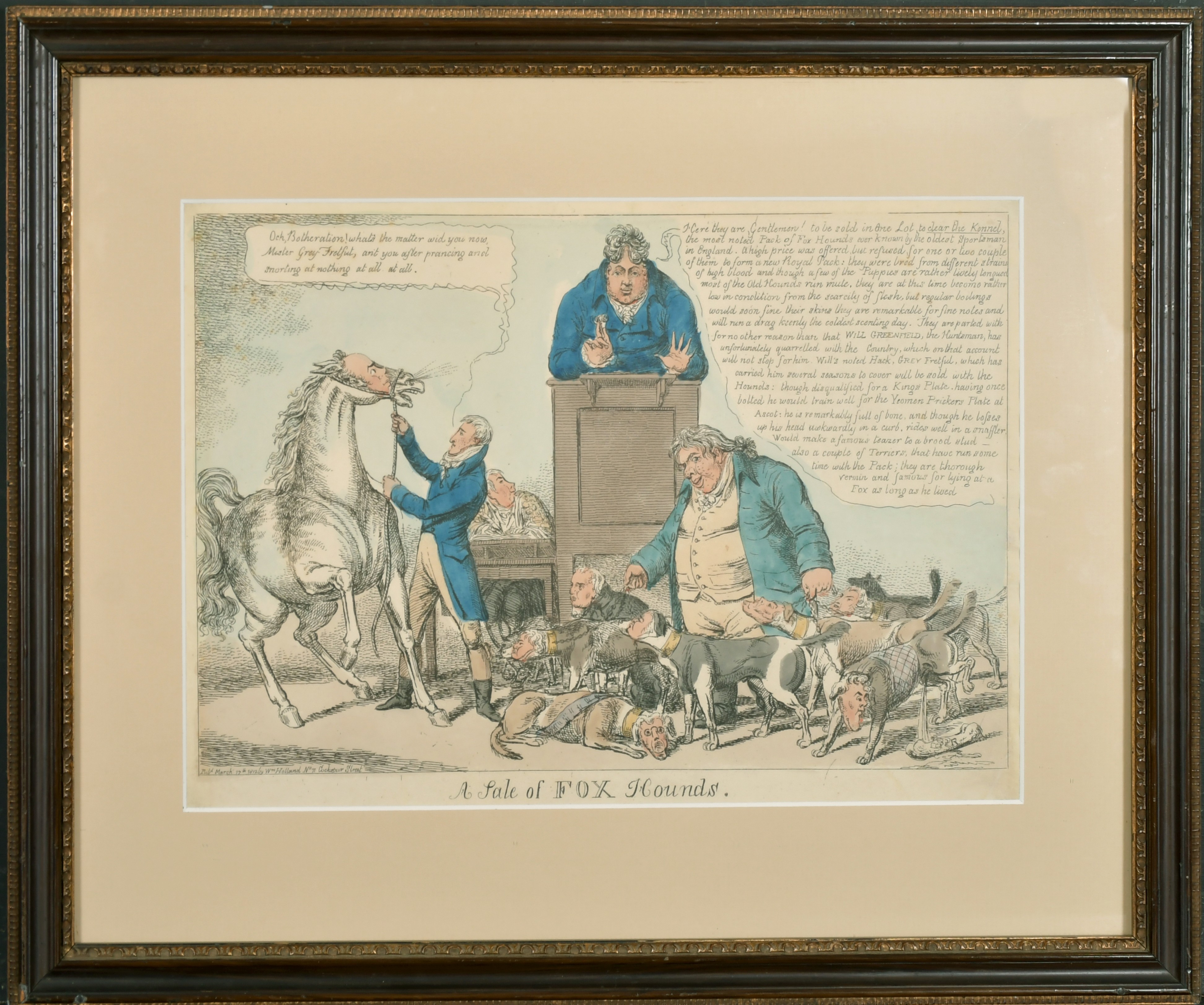 19th Century English School. "A Sale of Fox Hounds", Hand Coloured Etching, Published by William - Image 2 of 4