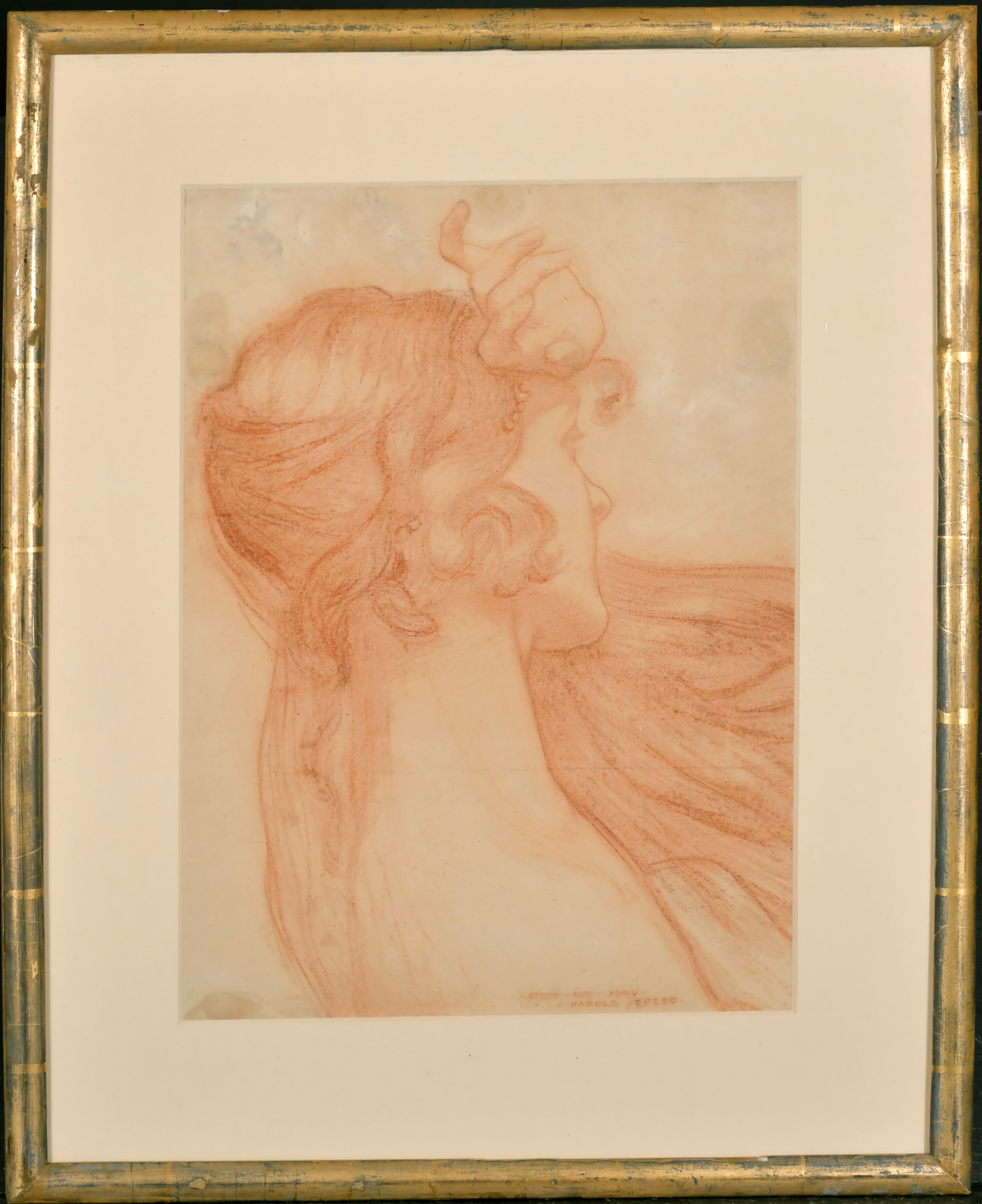 Harold Speed (1872-1957) British. "Study for April", Red Chalk, Signed and Inscribed, and - Image 2 of 5