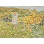 Lionel P Smythe (1839-1918) British. "Child and Gorse", Watercolour, Signed, and Inscribed on the