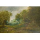 Attributed to Henry Follenfant (19th - 20th Century) British. Figures in a Wooded Landscape, Oil