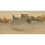 John Varley (1850-1933) British. A Ruined Temple in Egypt, Watercolour, Signed, 10.5" x 20.5" (26.