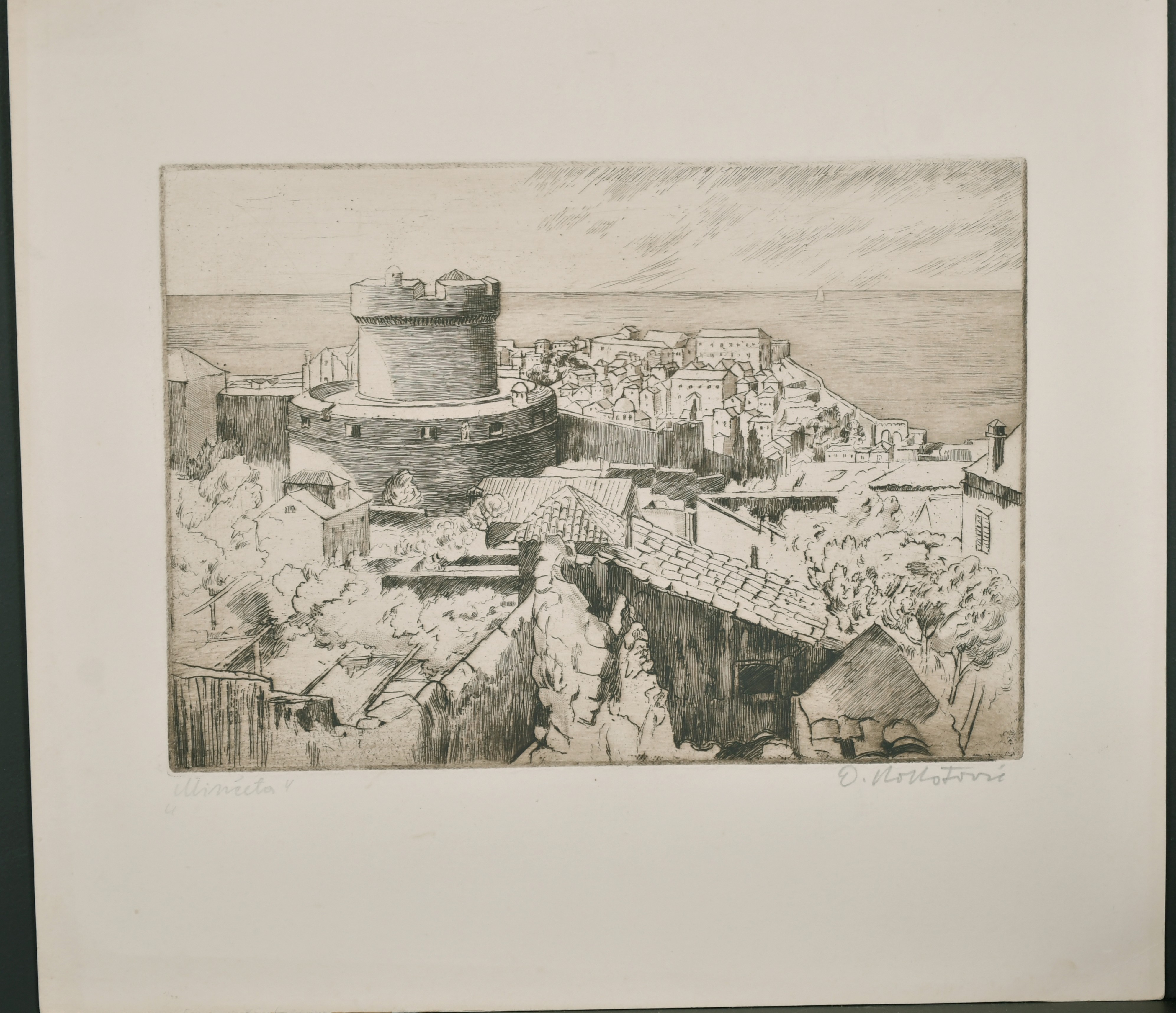 Early 20th Century European School. "Dubrovnik", Etching, Indistinctly Signed and Inscribed in - Image 5 of 6