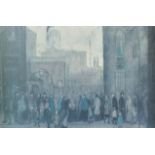 Laurence Stephen Lowry (1887-1976) British. "Outside The Mill", Print with Printers Stamp,
